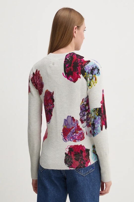 Odzież Desigual sweter MAXFLOWER SCRIBBL 24WWJF53 szary