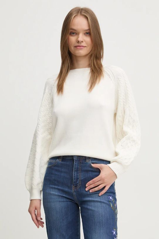 Svetr Desigual REGINA kulatý béžová 24WWJF35