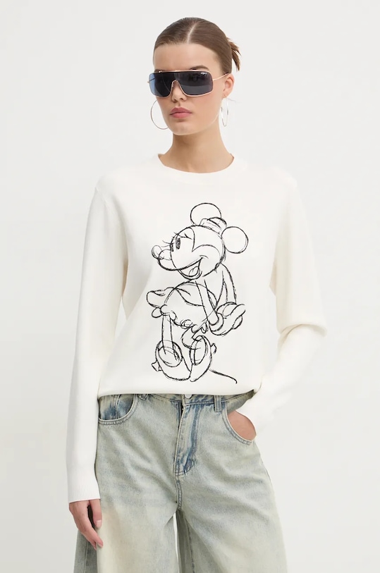 Svetr Desigual MINNIE MOUSE kulatý béžová 24WWJF77