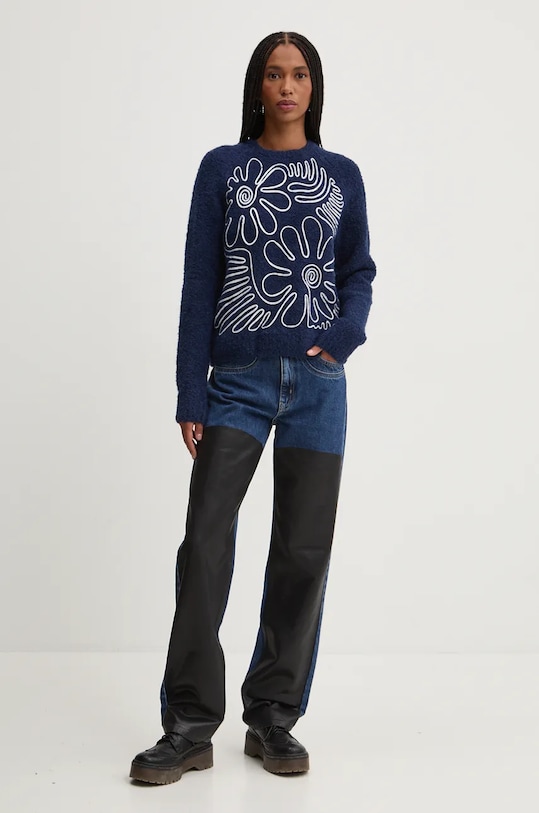 Pulover s primesjo volne Desigual CAMBRIDGE 24WWJF68 mornarsko modra AW24