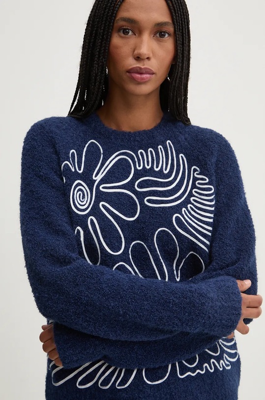 Pulover s primesjo volne Desigual CAMBRIDGE 24WWJF68 mornarsko modra