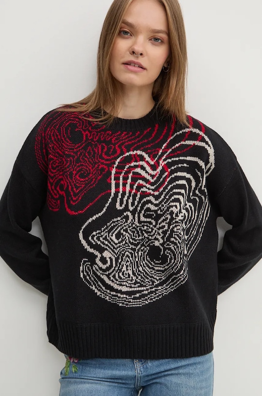 Desigual sweter z domieszką wełny TOULOUSE pozostałe czarny 24WWJF54