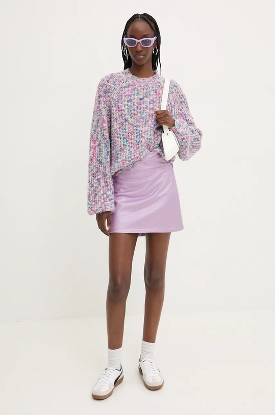 Desigual sweter z domieszką wełny BIRMINGHAM 24WWJF72 różowy AW24