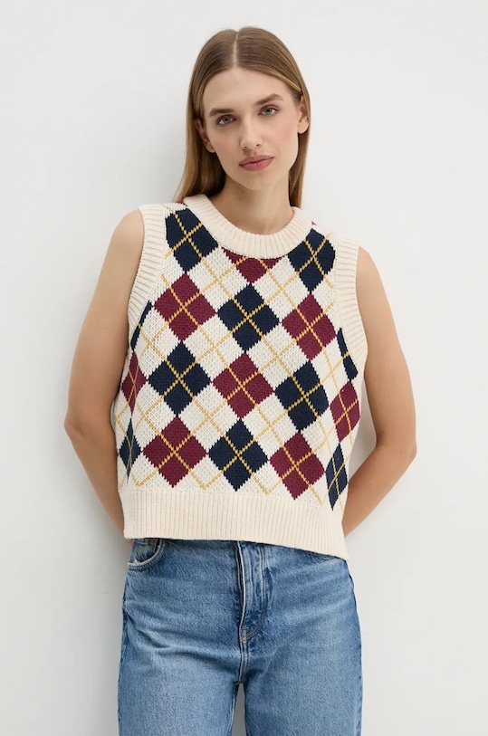 Levi's kamizelka z domieszką wełny okrągły beżowy A8506