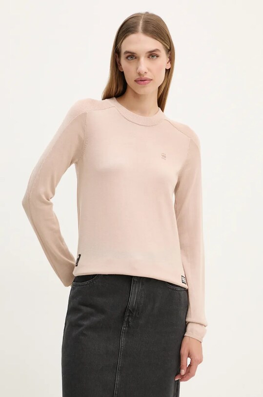 G-Star sweter wełniany okrągły beżowy D25509.D847