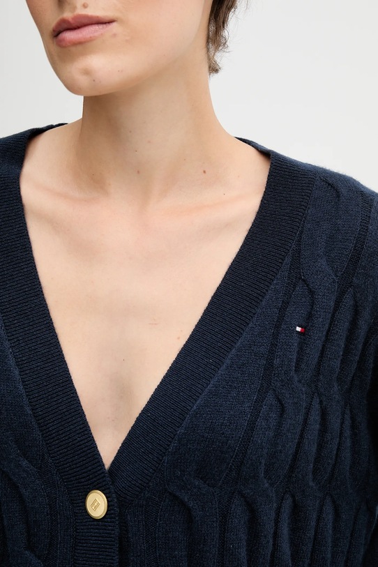 Tommy Hilfiger kardigan wełniany WW0WW43089 granatowy