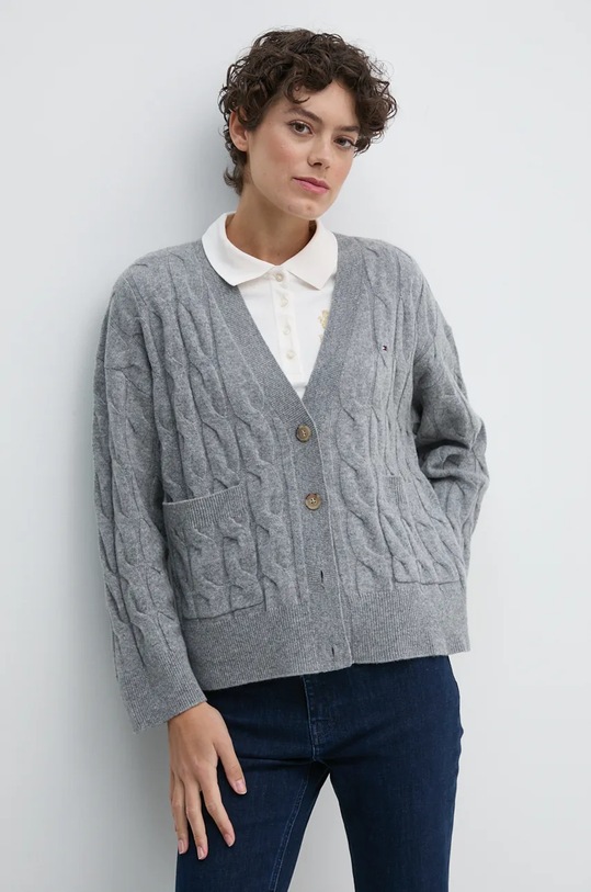 Vlněný svetr Tommy Hilfiger vlna šedá WW0WW43089