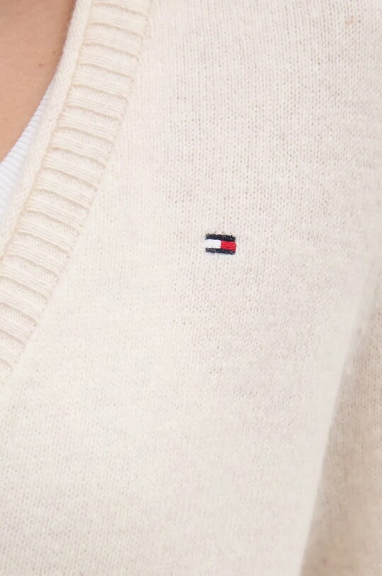 Вовняний кардиган Tommy Hilfiger WW0WW43092 бежевий