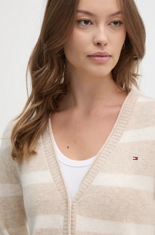 Tommy Hilfiger kardigan wełniany beżowy WW0WW43092