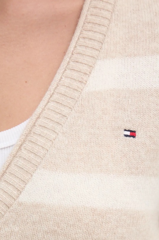 Tommy Hilfiger kardigan wełniany WW0WW43092 beżowy