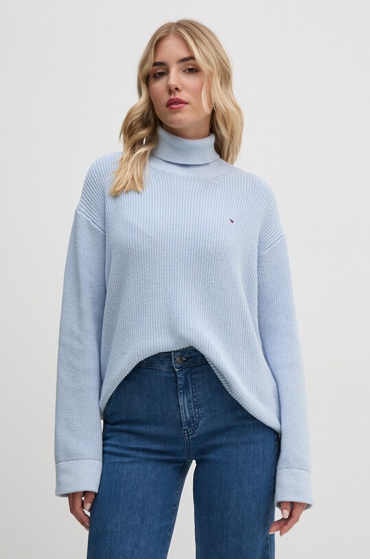 Tommy Hilfiger pulóver pamut kék WW0WW43094