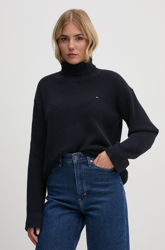 Πουλόβερ Tommy Hilfiger βαμβάκι σκούρο μπλε WW0WW43094