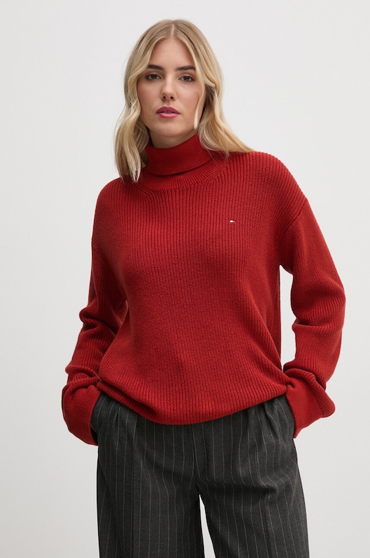 Svetr Tommy Hilfiger rolák burgundské WW0WW43094