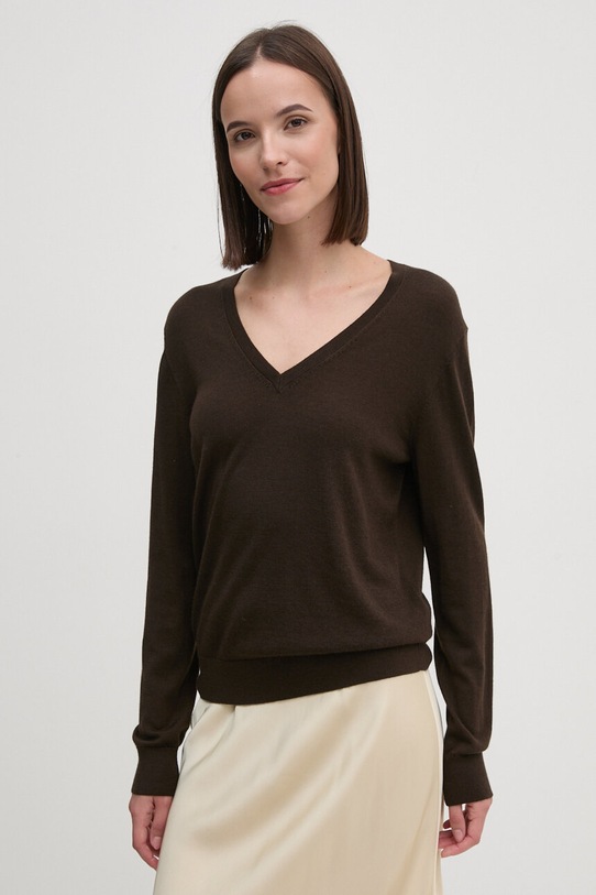 Tommy Hilfiger pulover de lana subtiri maro WW0WW43097