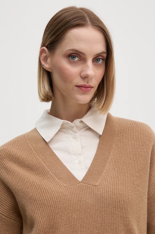 Vlněný svetr Tommy Hilfiger béžová WW0WW43101