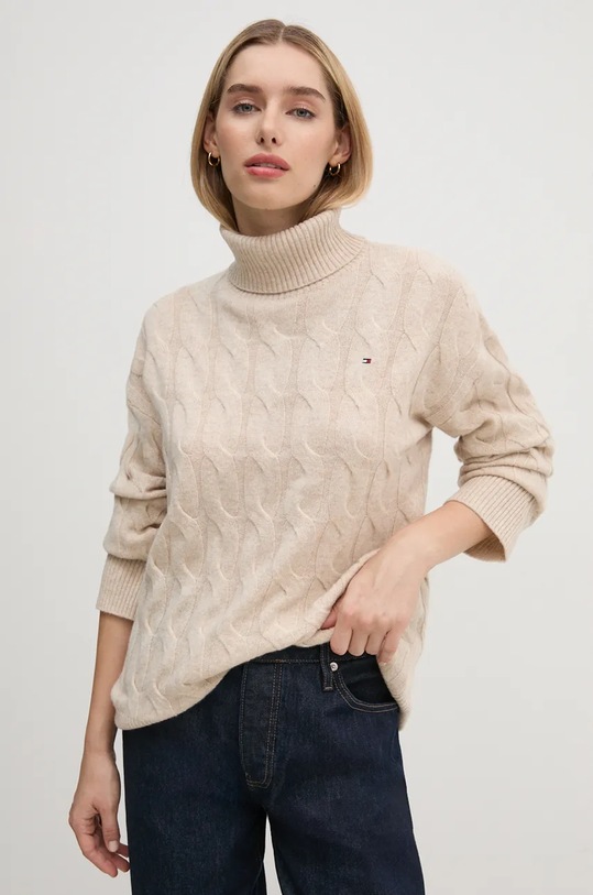 Πουλόβερ Tommy Hilfiger μαλλί μπεζ WW0WW43102