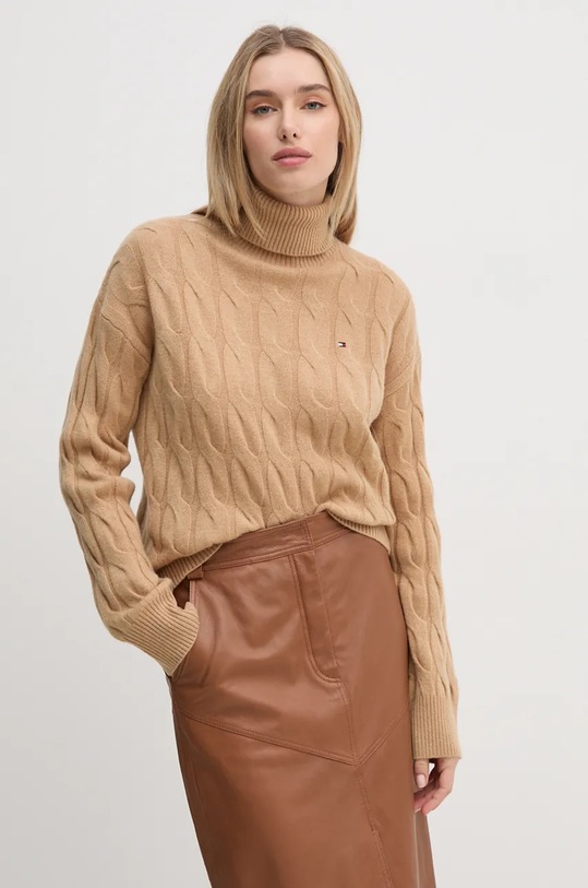 Svetr Tommy Hilfiger rolák zelená WW0WW43102