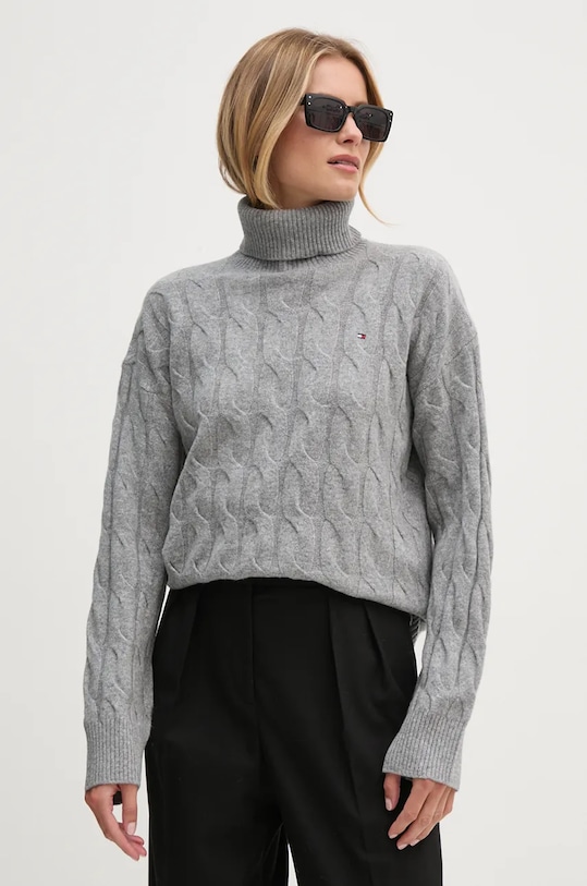 Svetr Tommy Hilfiger rolák šedá WW0WW43102