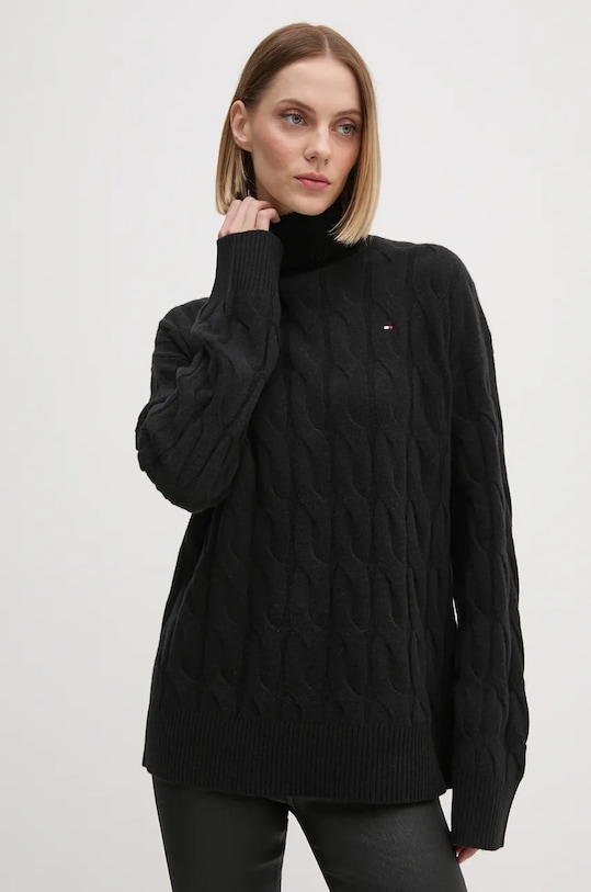 Svetr Tommy Hilfiger rolák černá WW0WW43102