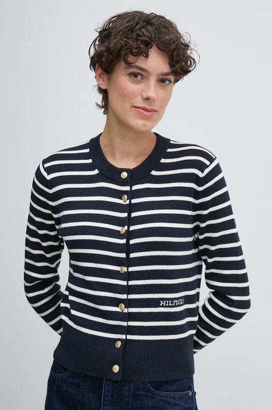 Tommy Hilfiger cardigan din bumbac cu modele bleumarin WW0WW43148
