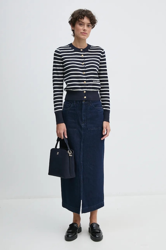 Tommy Hilfiger cardigan din bumbac WW0WW43148 bleumarin AW24