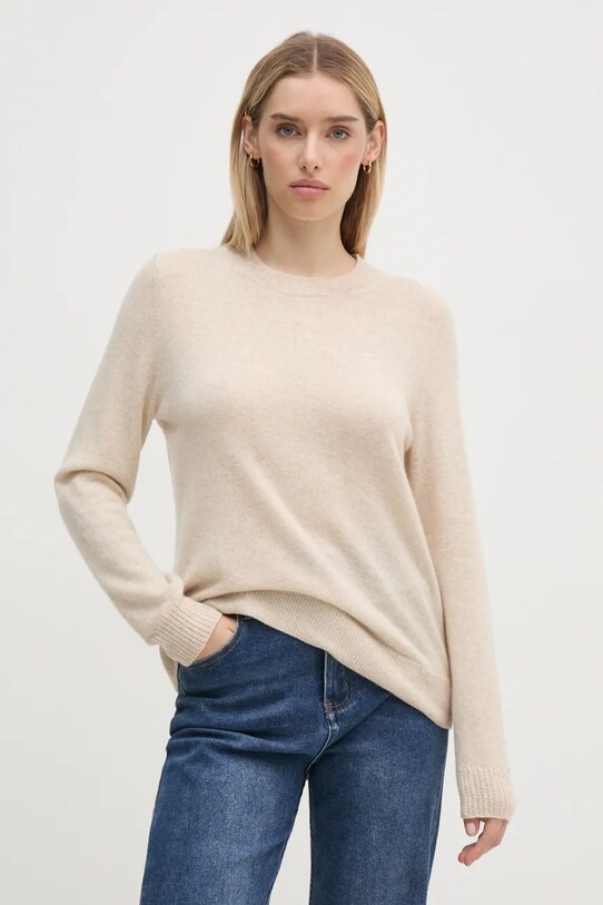 Пуловер Tommy Hilfiger овално бежов WW0WW43202