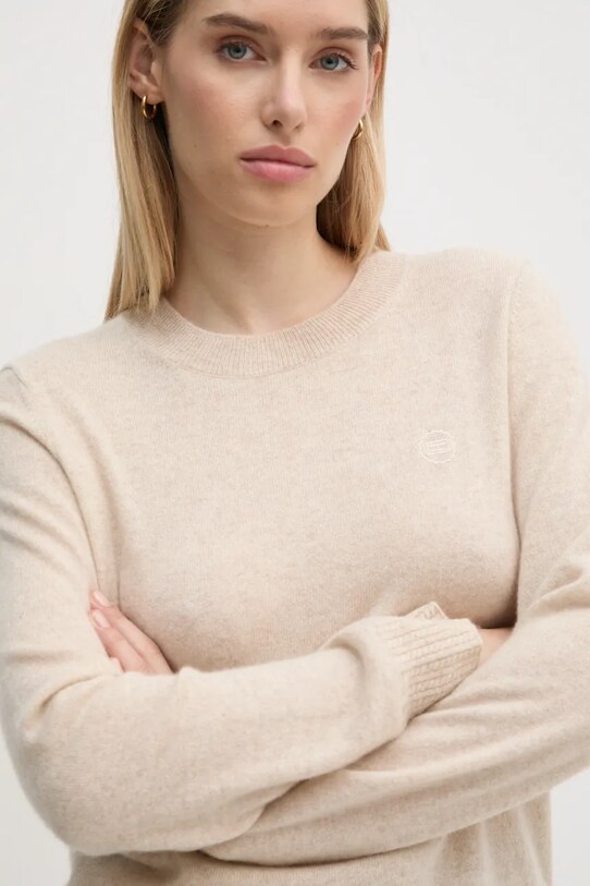 Пуловер Tommy Hilfiger бежов WW0WW43202