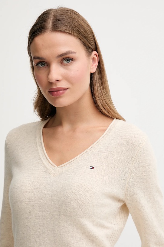 Tommy Hilfiger sweter wełniany beżowy WW0WW43505