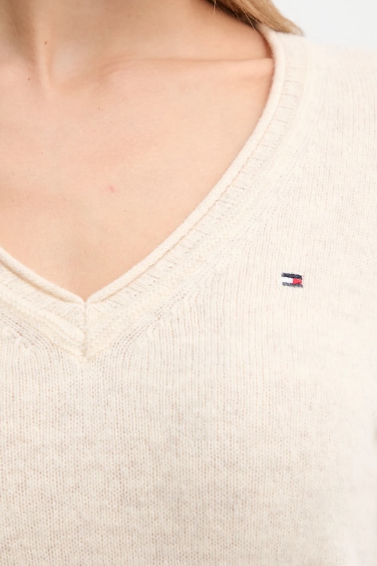Шерстяной свитер Tommy Hilfiger WW0WW43505 бежевый