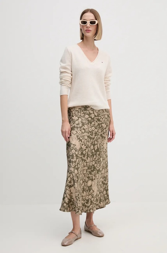 Vlněný svetr Tommy Hilfiger WW0WW43505 béžová AW25