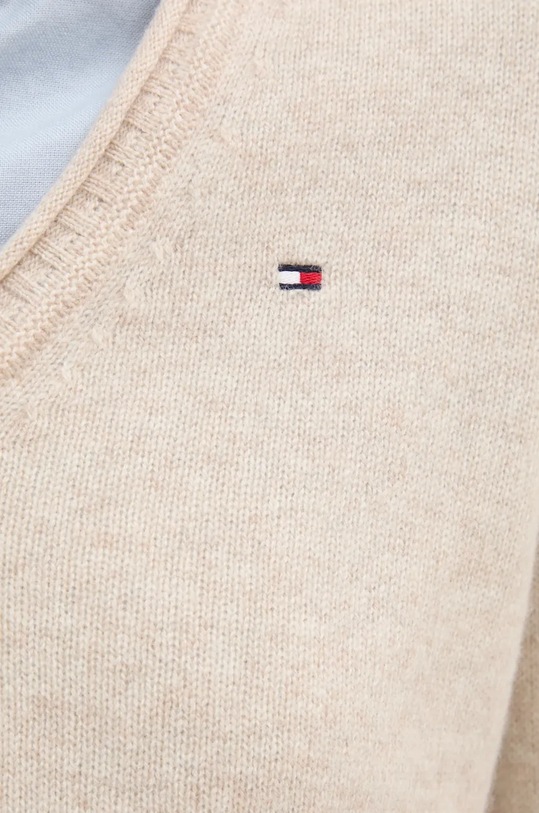 Μάλλινο πουλόβερ Tommy Hilfiger WW0WW43505 μπεζ