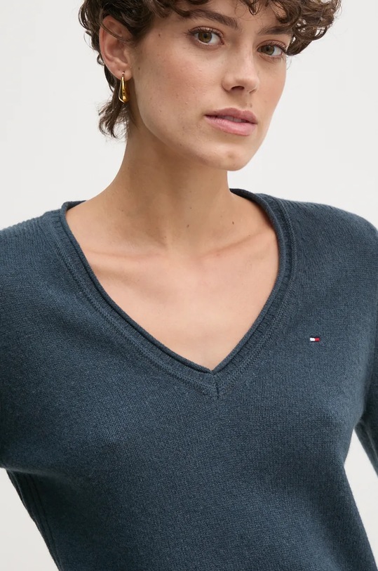 Vlněný svetr Tommy Hilfiger námořnická modř WW0WW43505