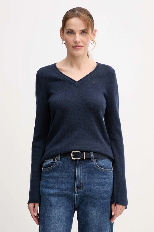 Вовняний светр Tommy Hilfiger темно-синій WW0WW43505