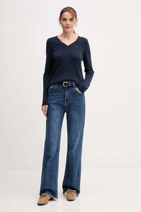 Вовняний светр Tommy Hilfiger WW0WW43505 темно-синій AW25