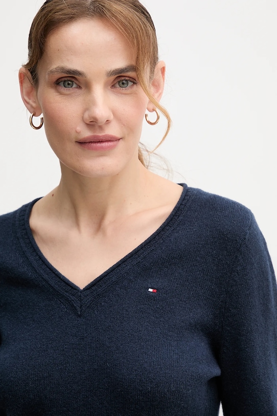 Вовняний светр Tommy Hilfiger темно-синій WW0WW43505
