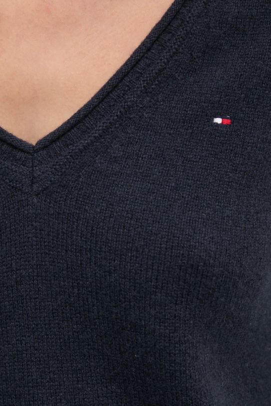 Tommy Hilfiger sweter wełniany WW0WW43505 granatowy