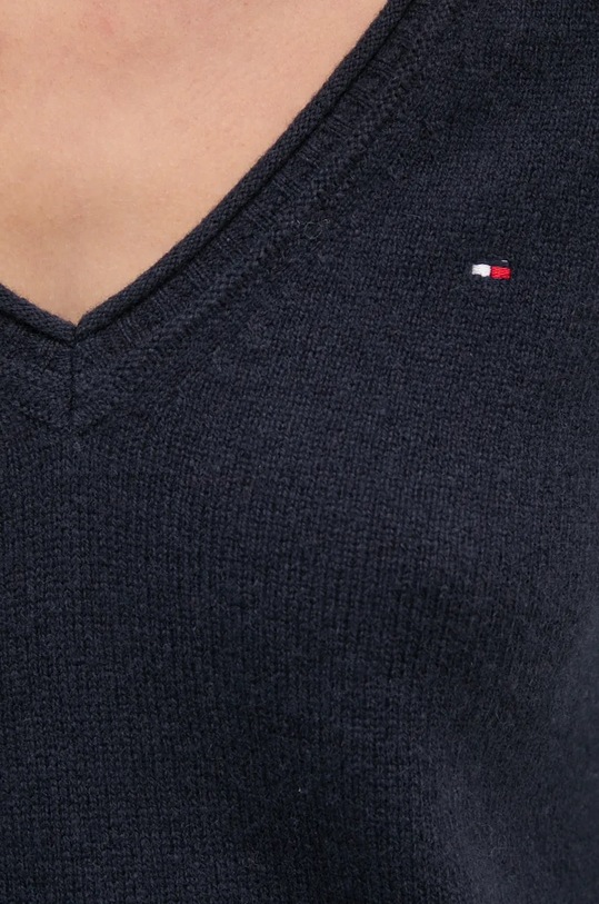 Μάλλινο πουλόβερ Tommy Hilfiger WW0WW43505 σκούρο μπλε