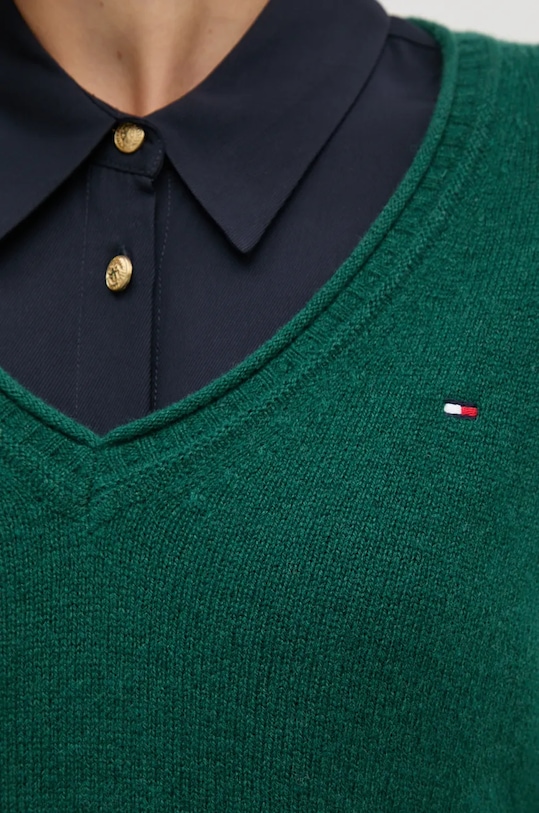 Μάλλινο πουλόβερ Tommy Hilfiger WW0WW43505 πράσινο