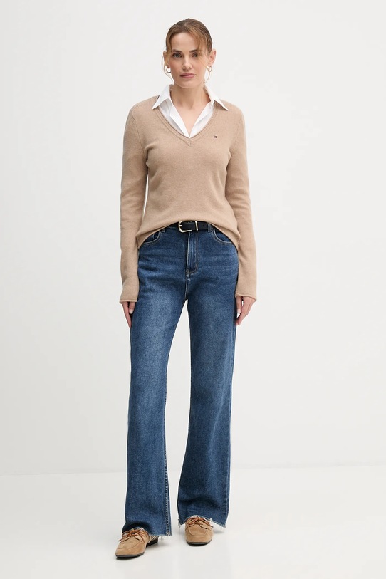 Вовняний светр Tommy Hilfiger WW0WW43505 бежевий AW25