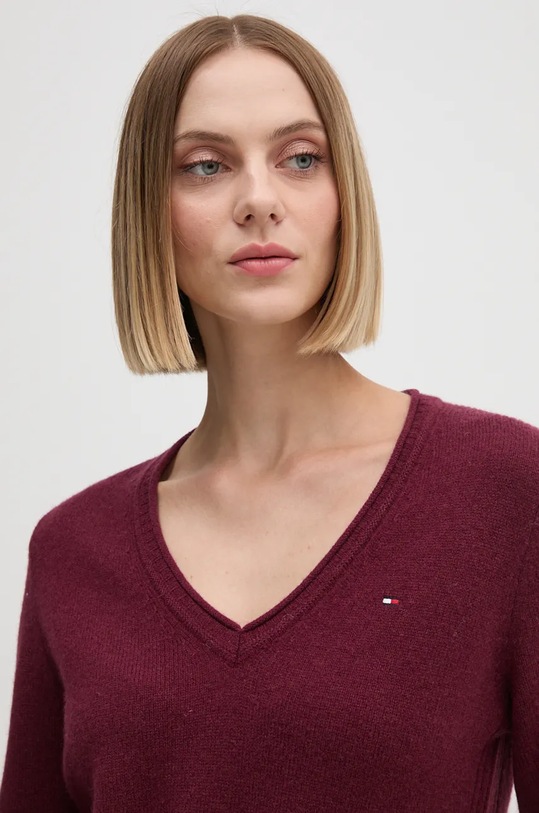 Tommy Hilfiger pulover de lana burgundia WW0WW43505