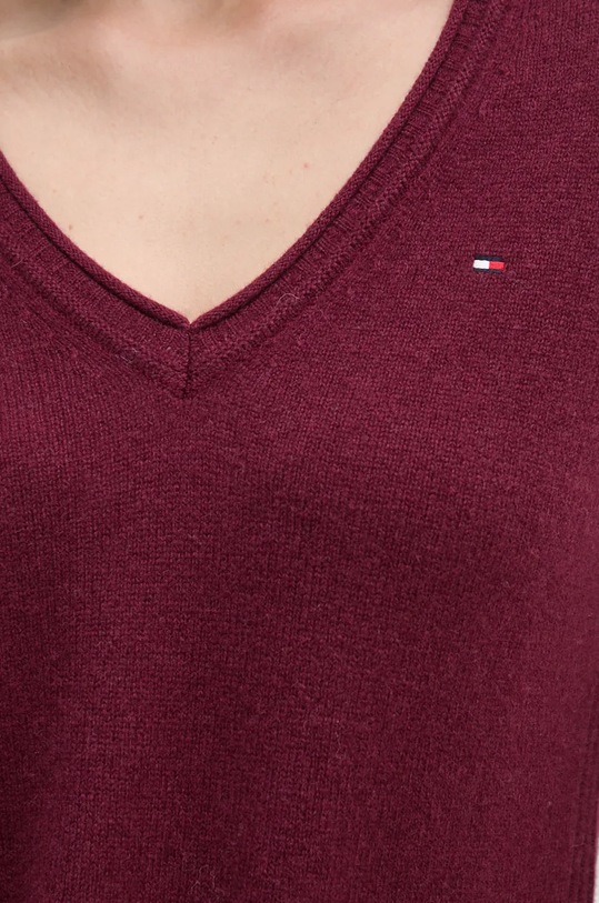Tommy Hilfiger pulover de lana WW0WW43505 burgundia
