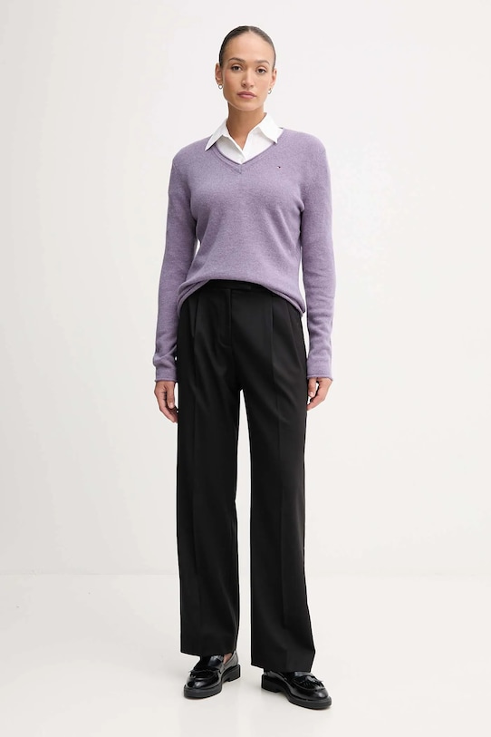 Μάλλινο πουλόβερ Tommy Hilfiger WW0WW43505 μωβ AW25