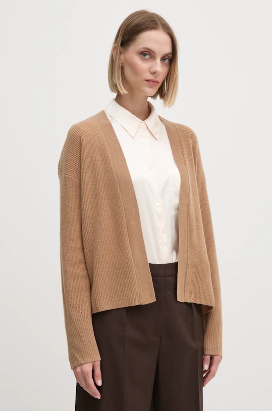 Tommy Hilfiger kardigan wełniany wełna beżowy WW0WW43509