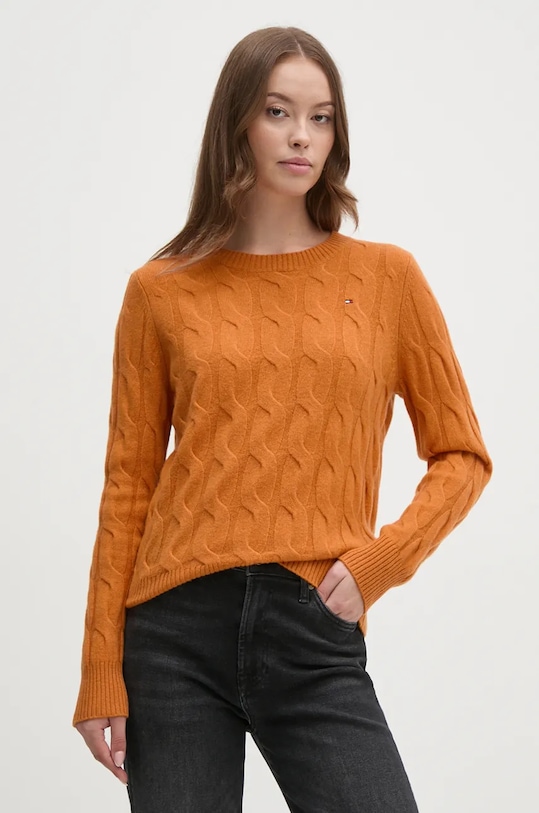 Πουλόβερ Tommy Hilfiger μαλλί πορτοκαλί WW0WW43586