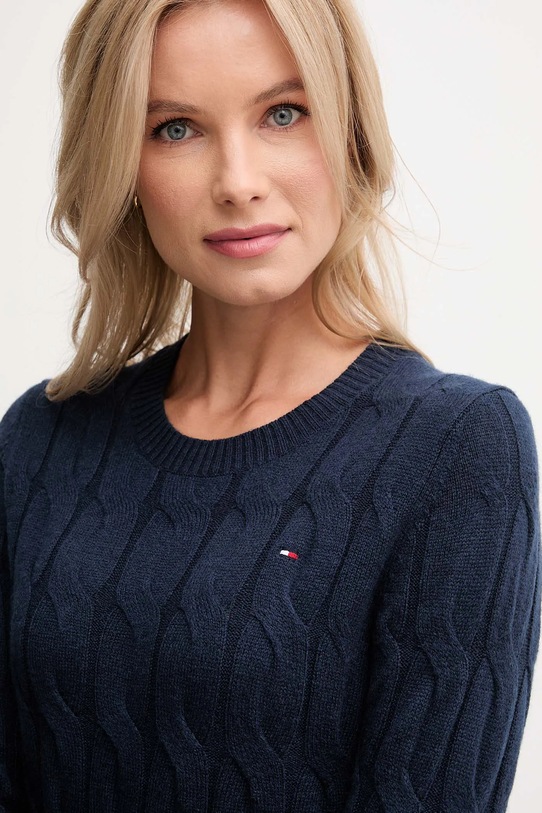 Vlnený sveter Tommy Hilfiger tmavomodrá WW0WW43586