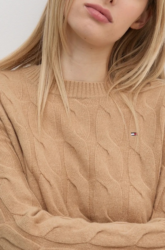 Πουλόβερ Tommy Hilfiger WW0WW43586 μπεζ