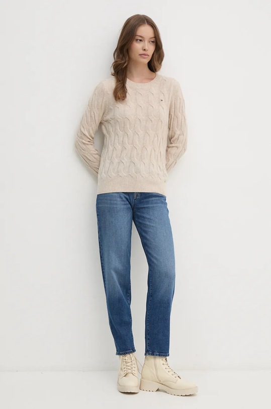Πουλόβερ Tommy Hilfiger WW0WW43586 μπεζ AW24