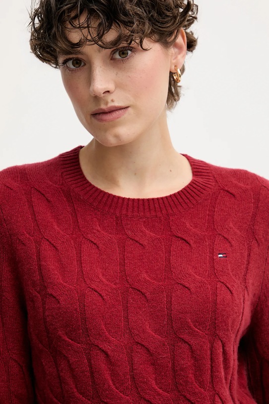 Tommy Hilfiger sweter wełniany bordowy WW0WW43586