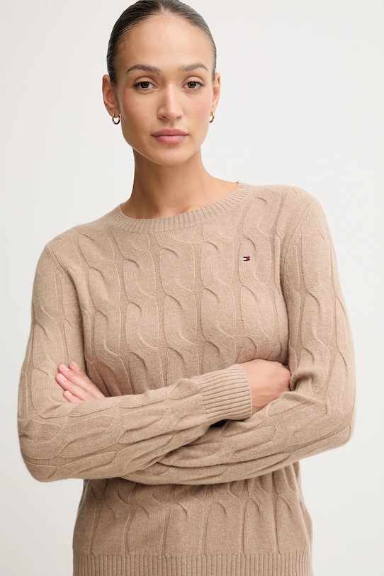 Вовняний светр Tommy Hilfiger коричневий WW0WW43586