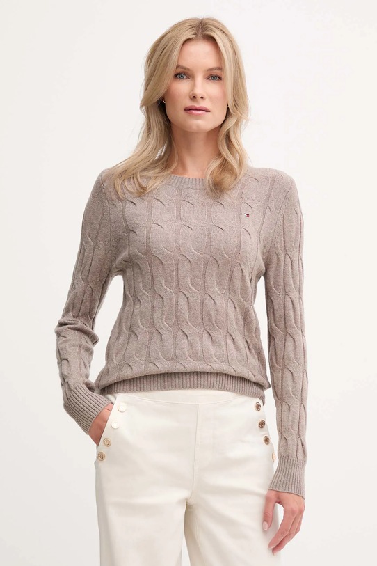 Tommy Hilfiger maglione in lana lana marrone WW0WW43586